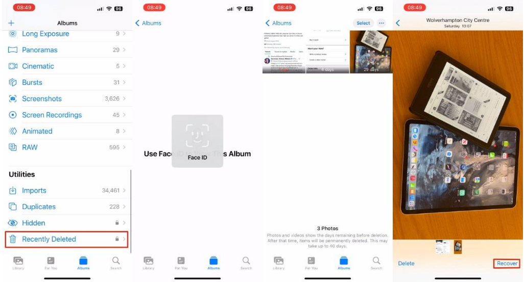康保苹果14维修分享 iPhone14 上恢复已删除的照片 