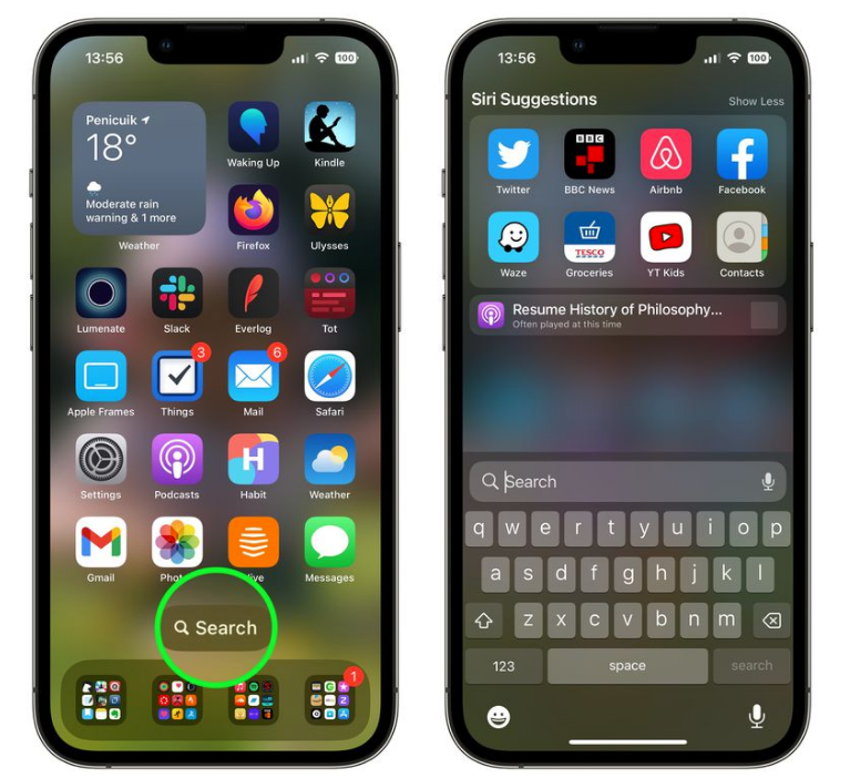 康保苹果手机维修分享升级到 iOS 16 后，如何删除主屏幕上的搜索按钮 